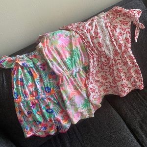 3 rompers. 6x/7/8